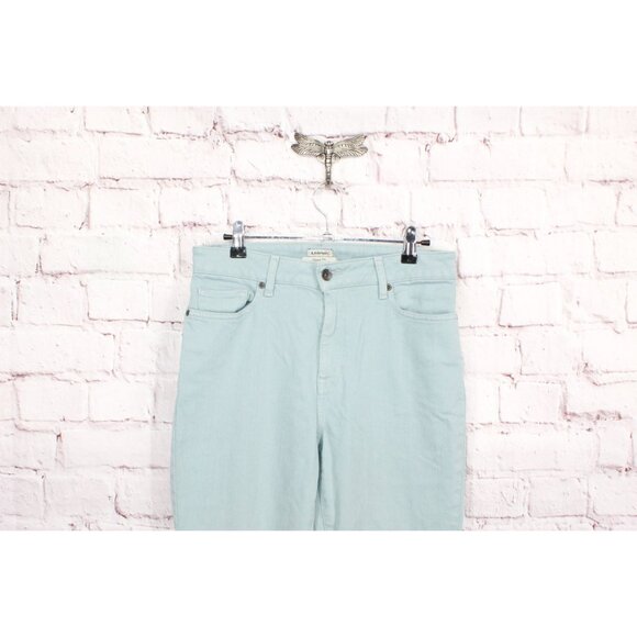 LL Bean True Shape Jeans High Rise Slim Leg Ankle Cotton Light Blue 8 - Picture 2 of 12